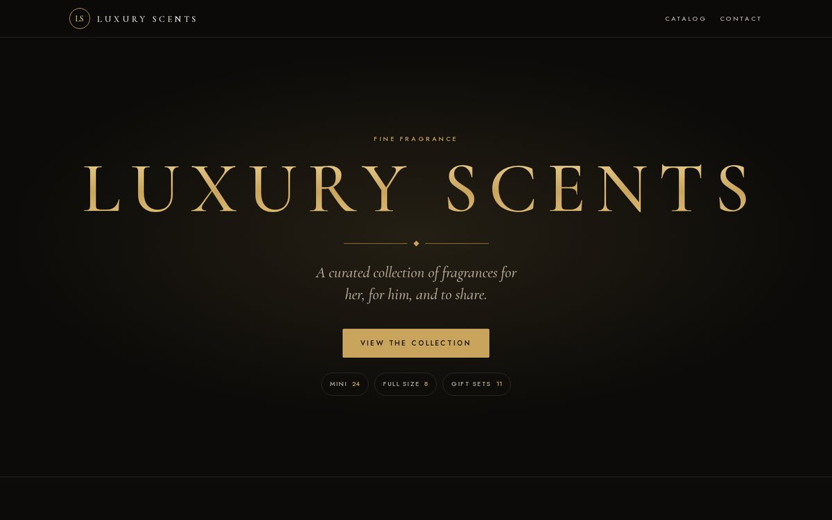 Luxury Scents website on desktop